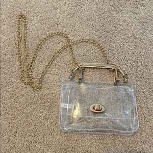 Clear Gold Chain Crossbody Bag